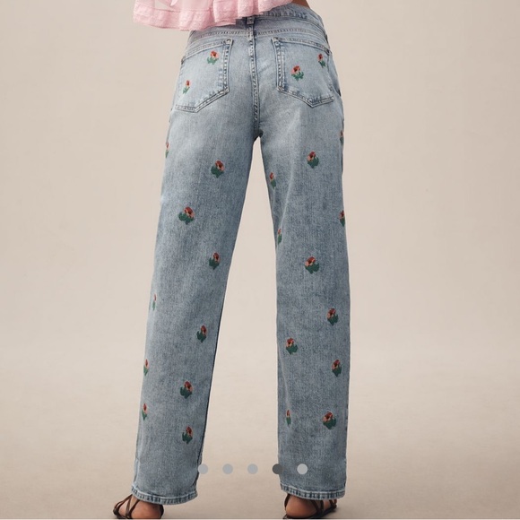 Pilcro Light Blue Embroidered Rose Boyfriend Jeans - Picture 4 of 16